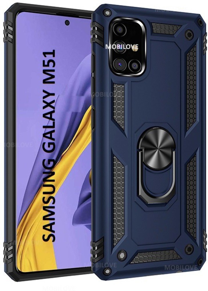 MOBILOVE Back Cover for Samsung Galaxy M51 | Dual Layer Hybrid Armor Defender Case with 360 Degree Metal Ring