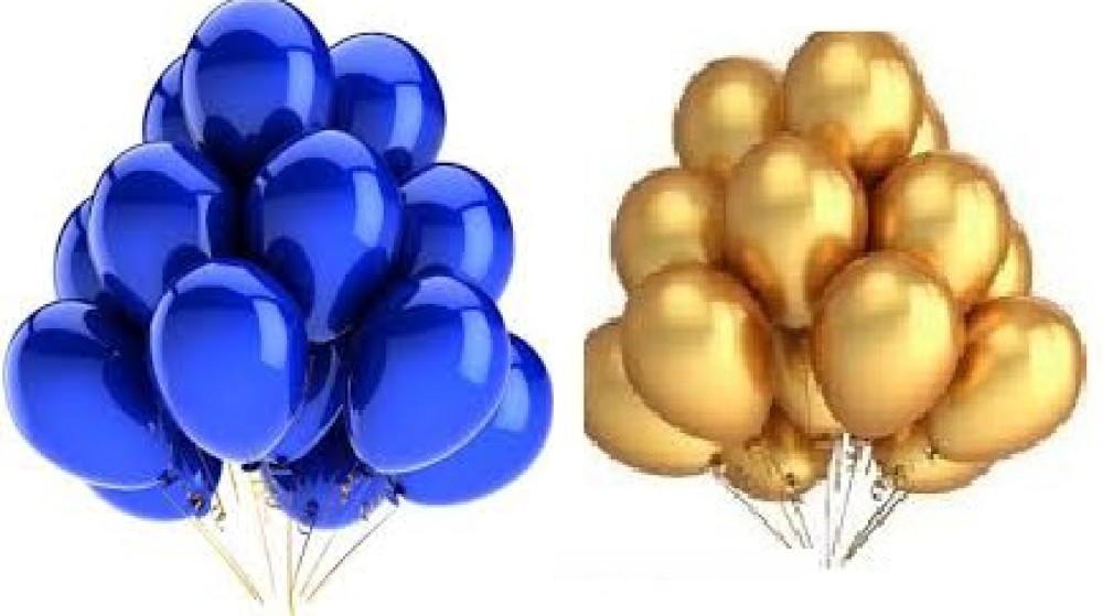 StyleonNation Outright Solid Mettalic Blue Party Balloons +Mettalic Golden Party Ballons Combo(GD3409) Balloon