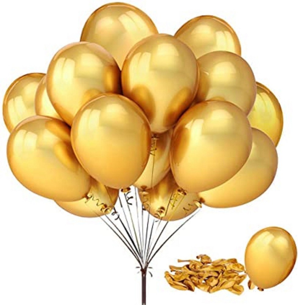 Lapaas Solid Solid HD Metallic Golden Balloons for Decoration of Birthday, Anniversary, Weeding & Engagement, all Festivals Decoration Balloons(Golden) Balloon