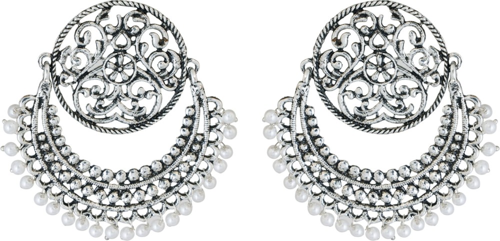 Shreyadzines Oxidized Silver Jhumkas Jhumka Jhumki Celebrity Choice Wedding Traditional Earrings Jewelry for Women Alloy Jhumki Earring