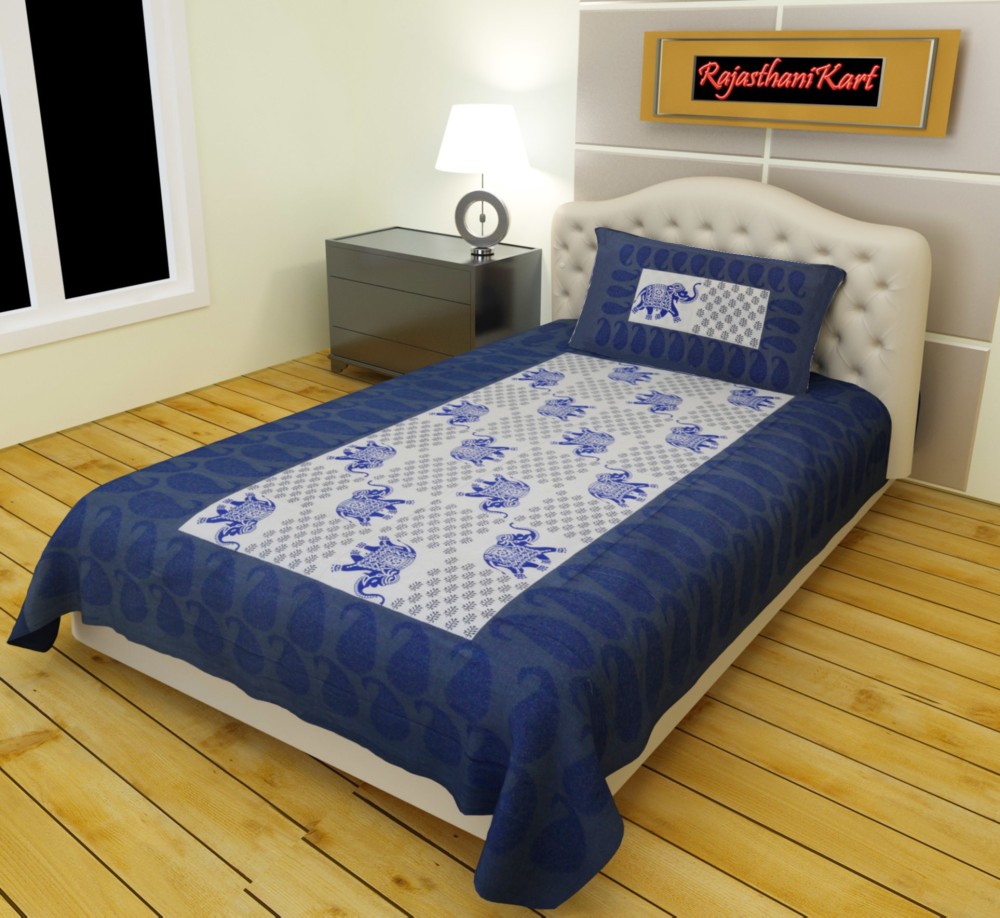 ETHNICO 104 TC Cotton Single Abstract Flat Bedsheet