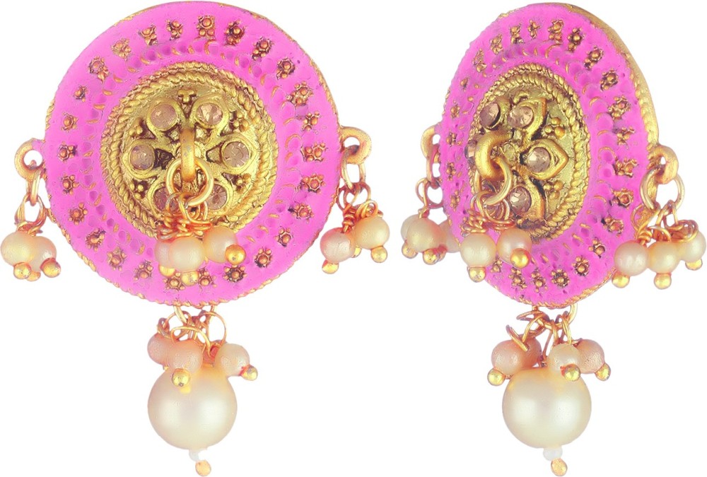 Adwitiya Collection Gold-Plated Circular Studs with pearls Pearl Copper Stud Earring