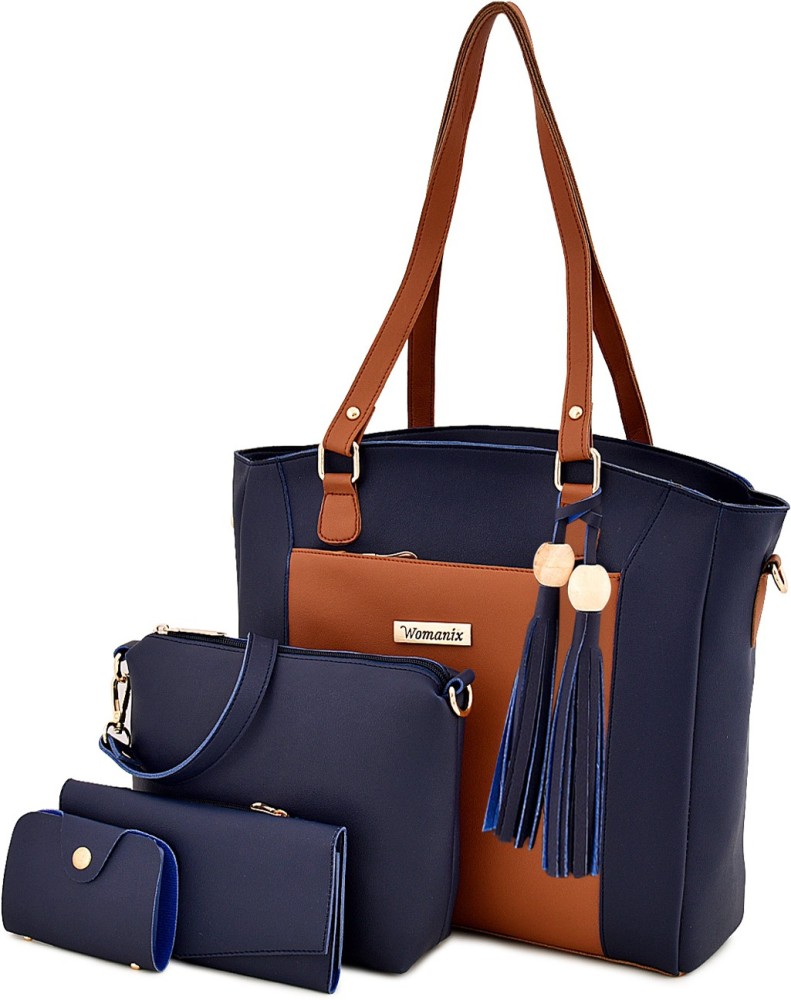 Womanix Women Blue, Tan Shoulder Bag