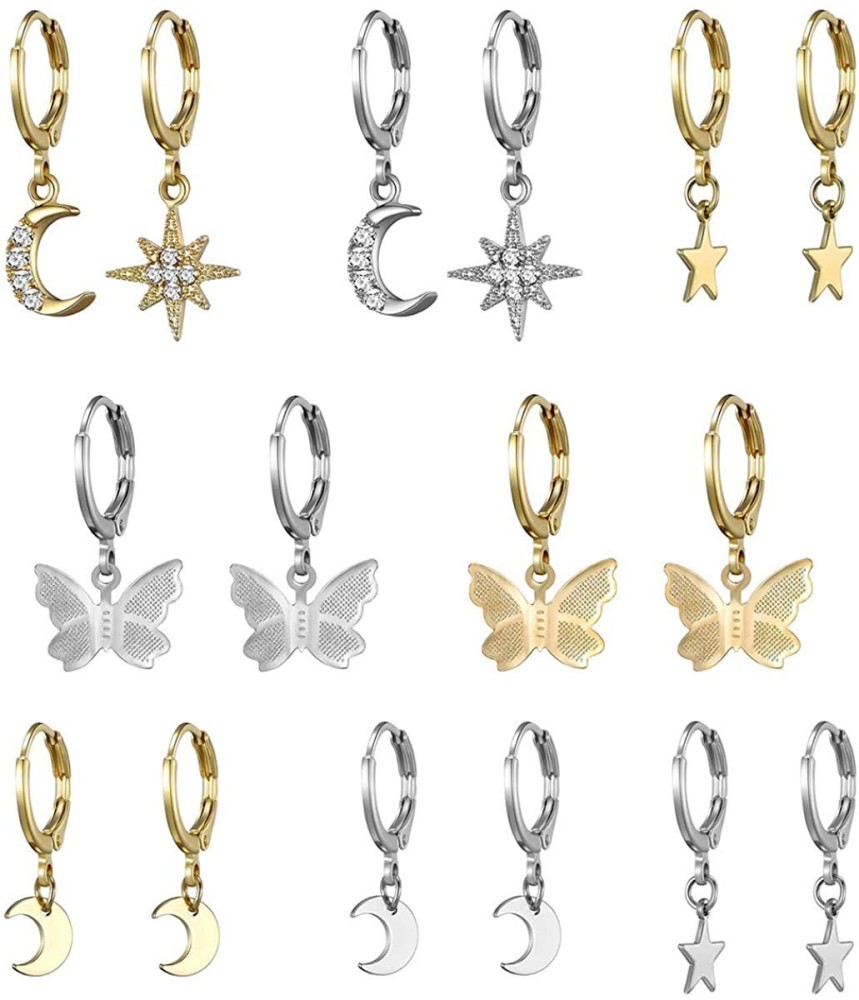 Jewels Galaxy Trendy Butterfly & Moon Inspired Cubic Zirconia Alloy Drops & Danglers