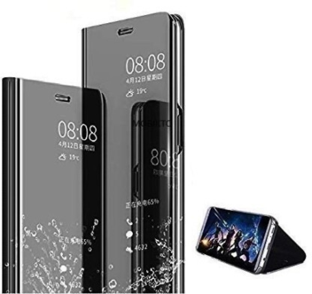 Shrogicase Front & Back Case for Samsung Galaxy J6 2018 Case Slim Mirror Flip Cover for Samsung Galaxy J6 2018 -MirrorFlip Black