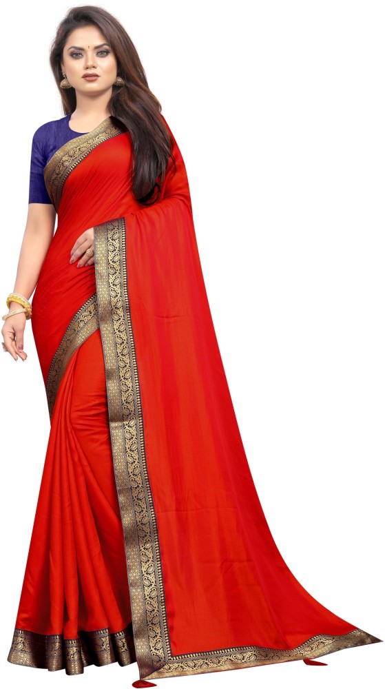 AVSAR PRINTS Solid/Plain Bollywood Polyester Saree