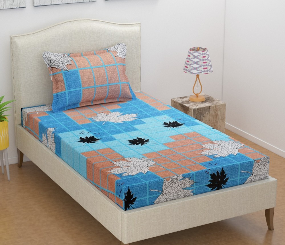 BEING CREATION 125 TC Cotton Single Floral Flat Bedsheet