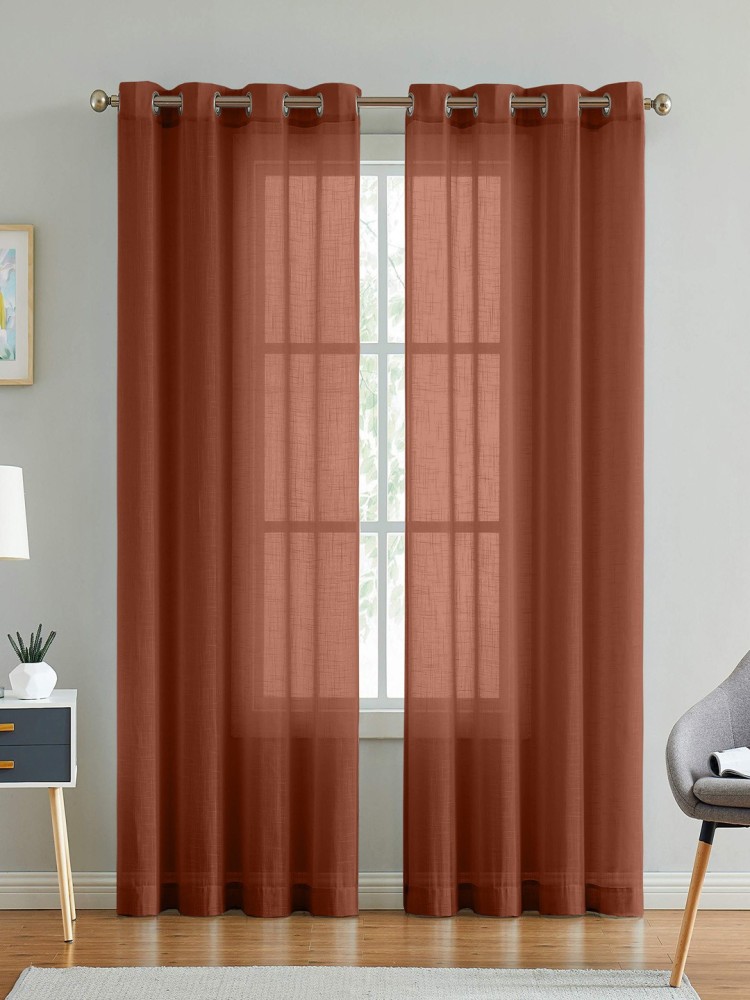 LINENWALAS 274 cm (9 ft) Cotton Semi Transparent Long Door Curtain (Pack Of 2)