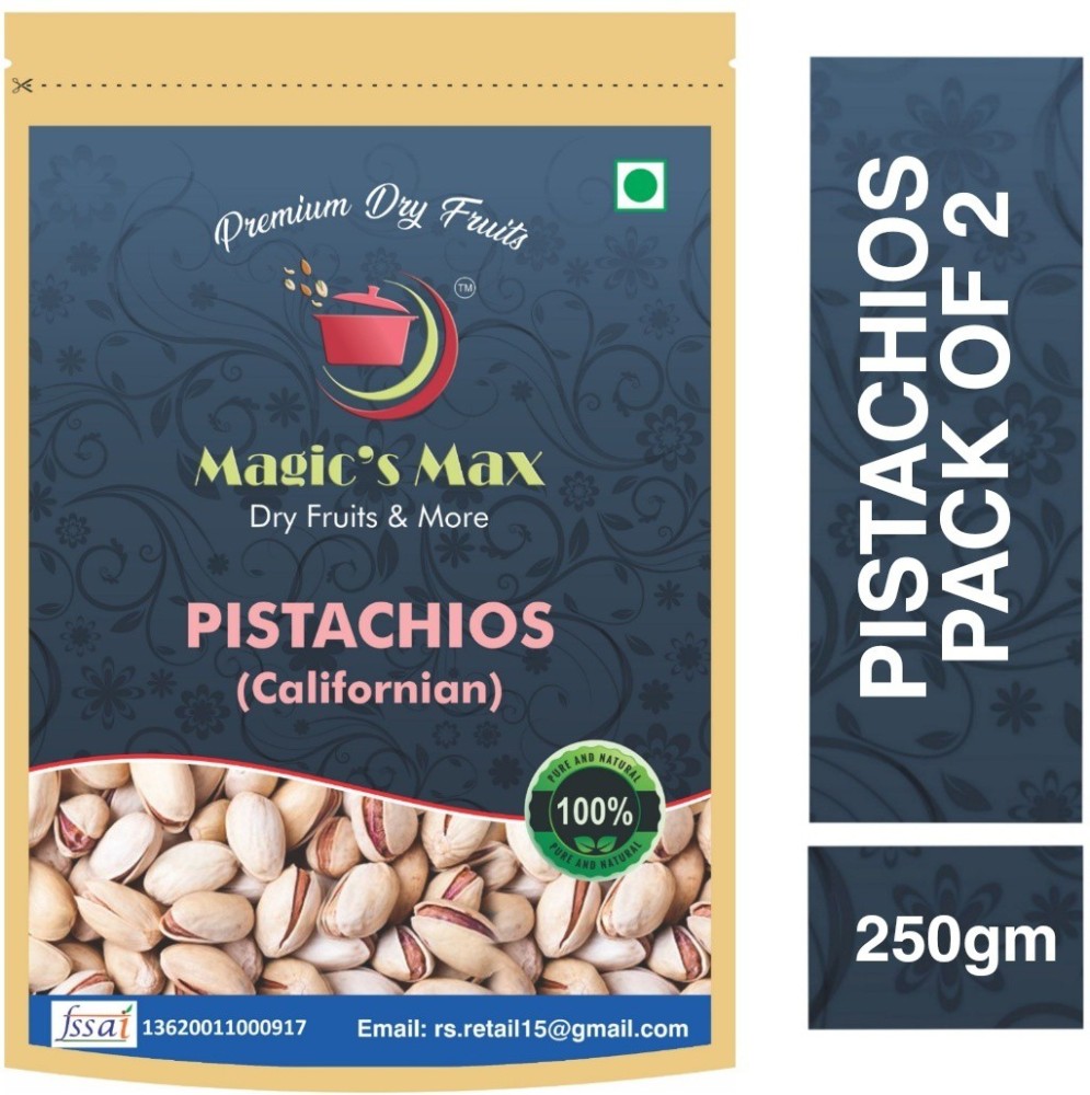 Magic's Max superior quality (pista) roasted & salted california pistachios (2 x 250g) Pistachios