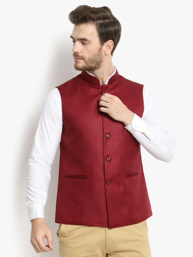 Vastraa Fusion Sleeveless Solid Men Nehru  Jacket