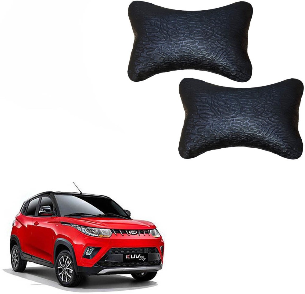 NIKROKZ Black Leatherite Car Pillow Cushion for Mahindra
