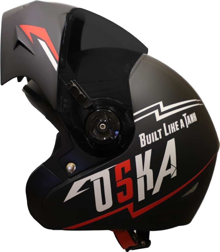 Steelbird SB-45 OSKA Flip-Up Helmet with Reflective Graphics and Smoke Visor Motorbike Helmet