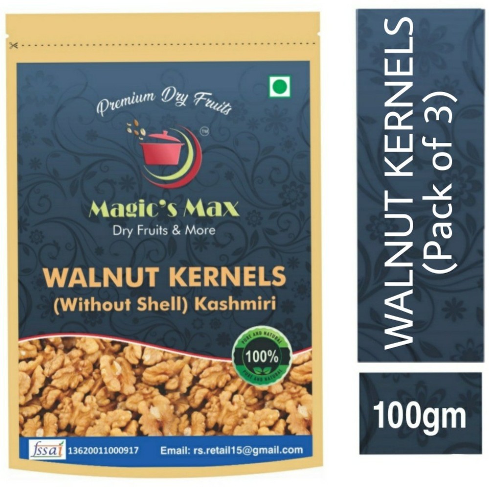 Magic's Max superior quality kashmiri walnut kernel akhrot giri without shell whole walnut (3 x 100g) Walnuts