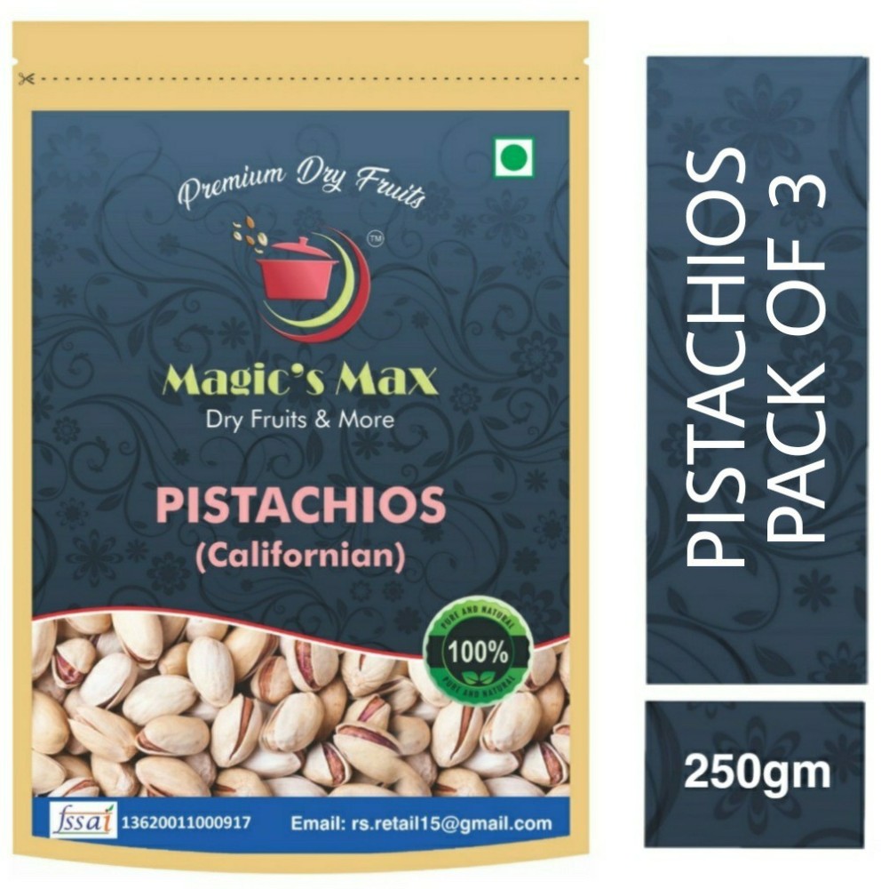 Magic's Max superior quality (pista) roasted & salted california pistachios (3 x 250g) Pistachios