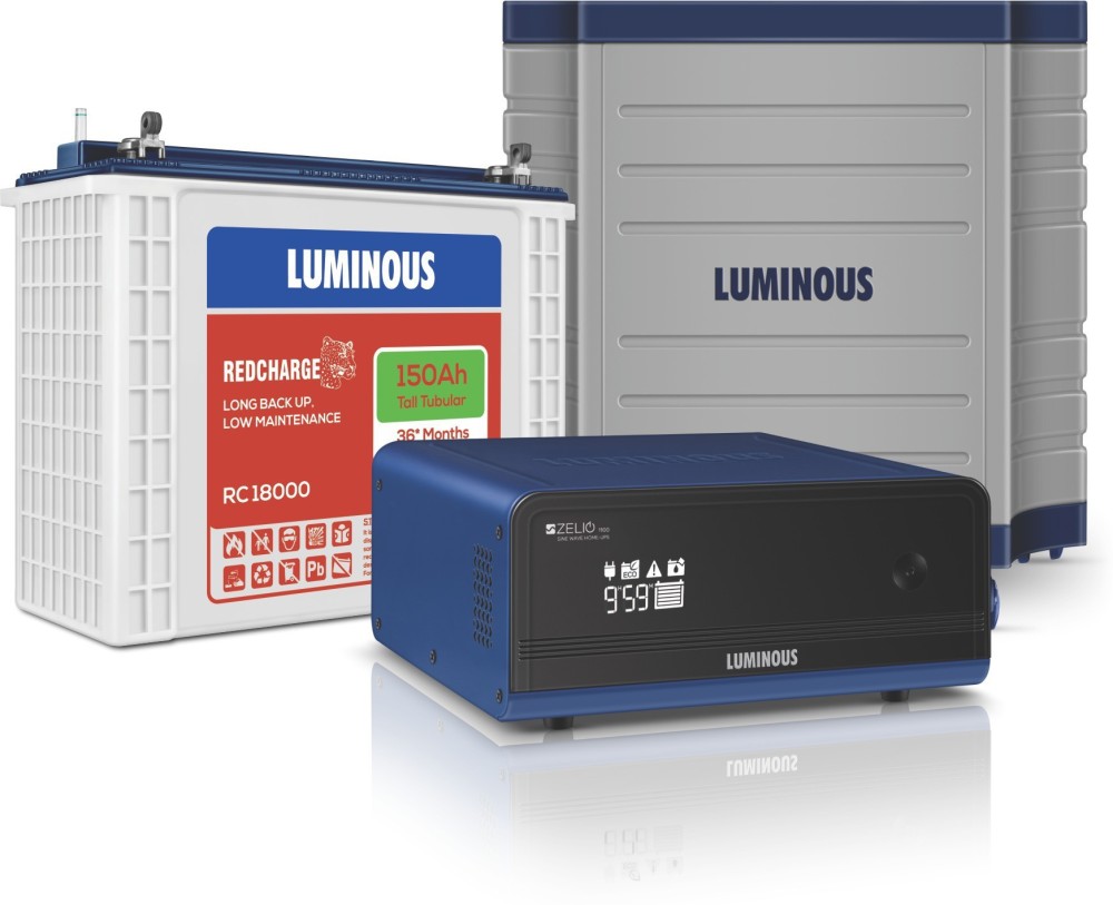 LUMINOUS Zelio 1100 + Rc18000 150 Ah Tall Tubular Battery+ Trolley Tubular Inverter Battery