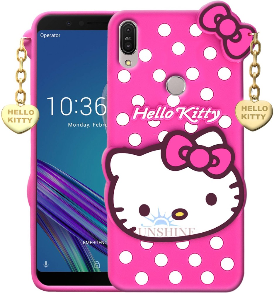 SUNSHINE Back Cover for Asus Zenfone Max Pro M1|Hello Kitty Mobile Back Cover| 3D Cute Kitty|with Heart Pendant