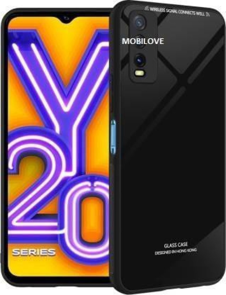 MOBILOVE Back Cover for Vivo Y20 / Vivo Y20i | Luxury Toughened Glass Cover With Shockproof Soft Silicone Side Case