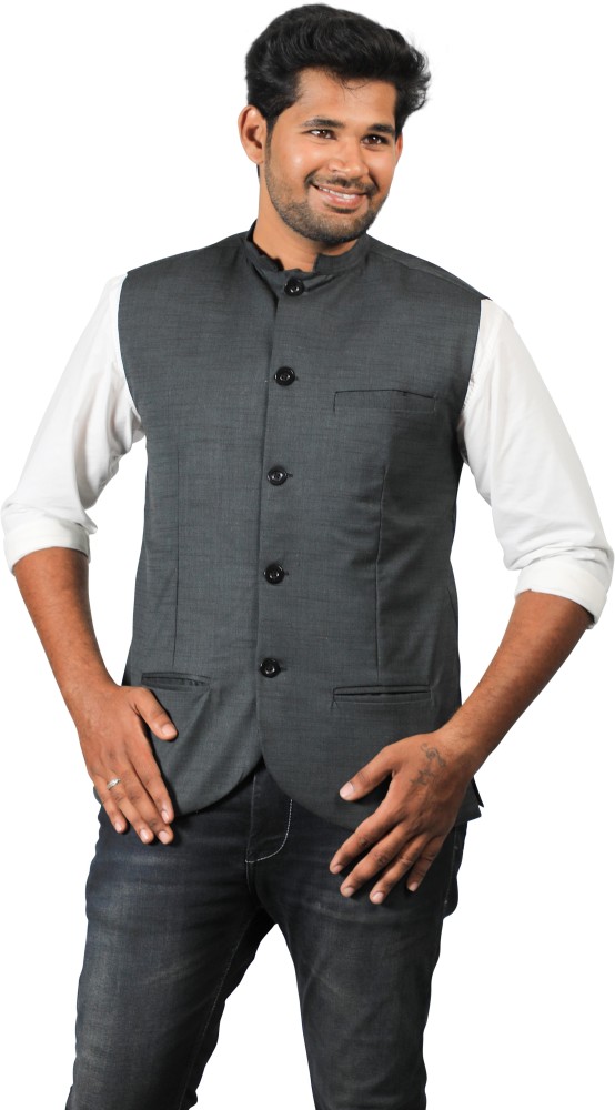 Prakasam Cotton Sleeveless Solid Men Jacket