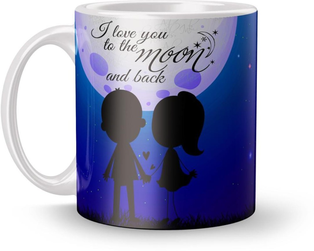 NAWEMA I Love u To The Moon Ad Back Design Print Gift For Girlfriend Ceramic Coffee Mug