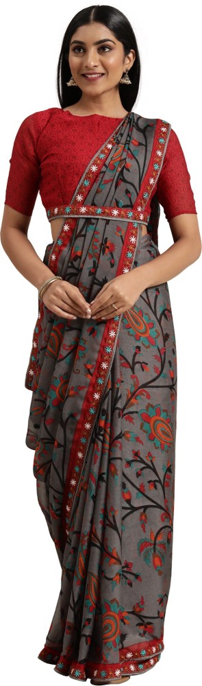 SAARA Printed, Embellished Bollywood Chiffon Saree