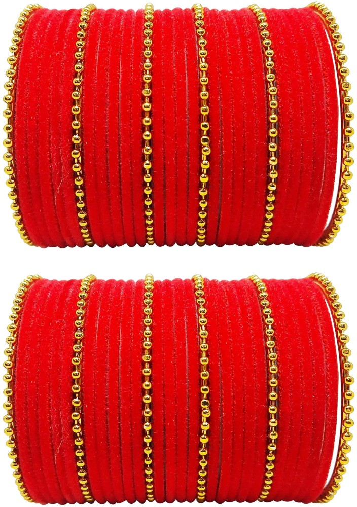 Anahat collection Fabric, Metal Gold-plated Bangle Set