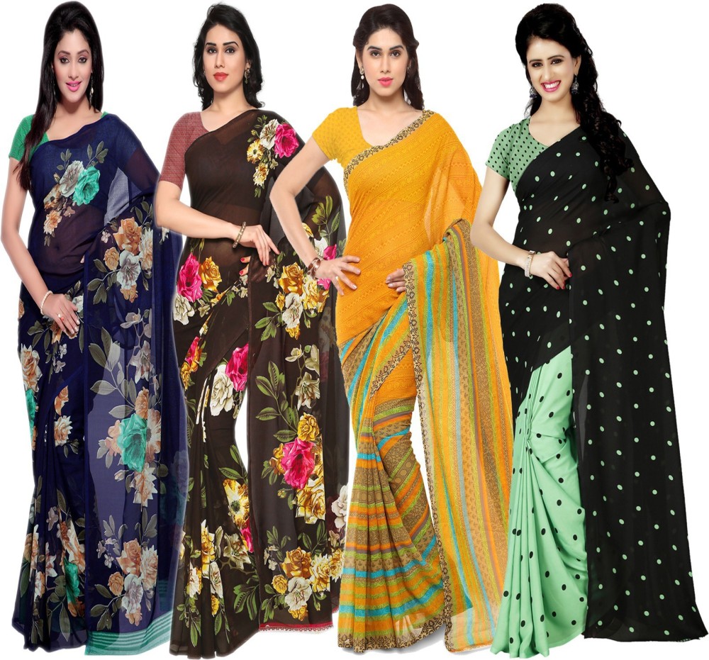 Anand Sarees Printed, Graphic Print, Polka Print Daily Wear Georgette Saree