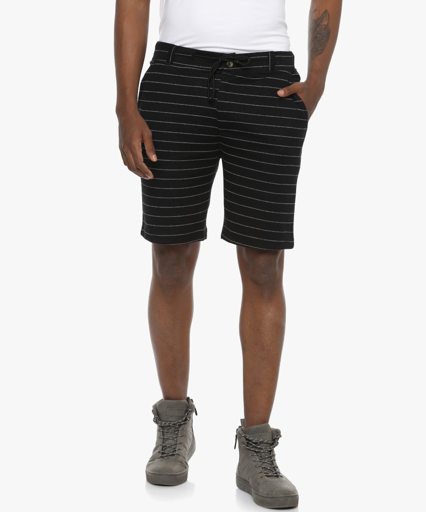 CAMPUS SUTRA Striped Men Black Regular Shorts