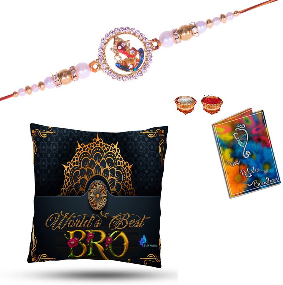 Plakasha creations Rakhi, Chawal Roli Pack, Greeting Card, Cushion  Set