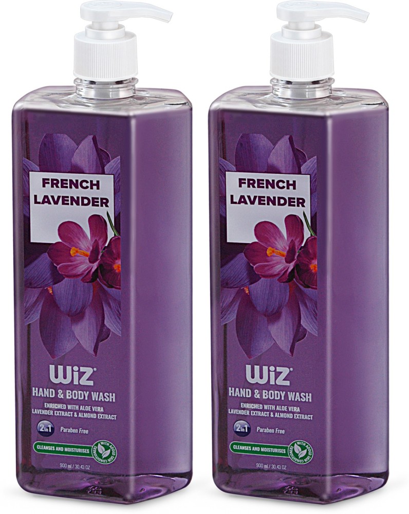 Wiz Paraben Free 2 in 1 Hand & Body Wash with Aloe Vera & Refreshing Fragrance of French Lavender, Bottle - Pack of 2