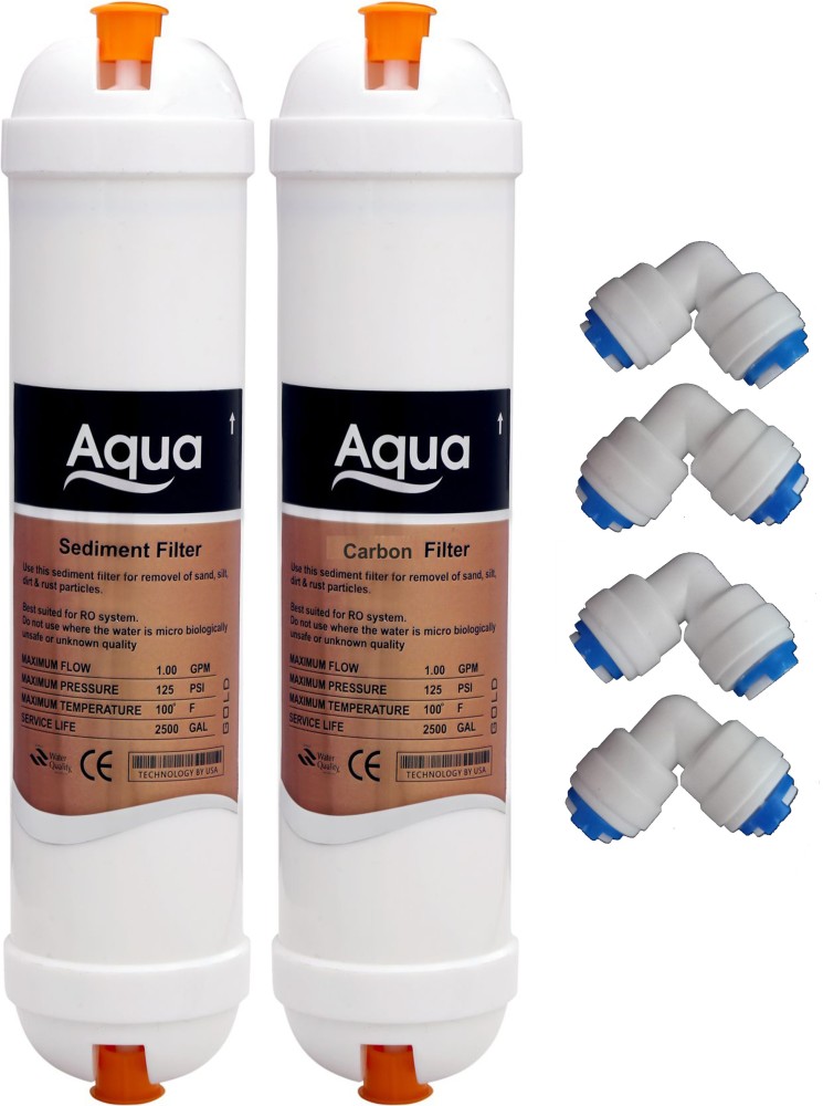 AQUALIQUID RO Aqua Carbon Filter + Sediment Filter + 4 pcs connactor Suitable for All RO Water Purifier Solid Filter Cartridge