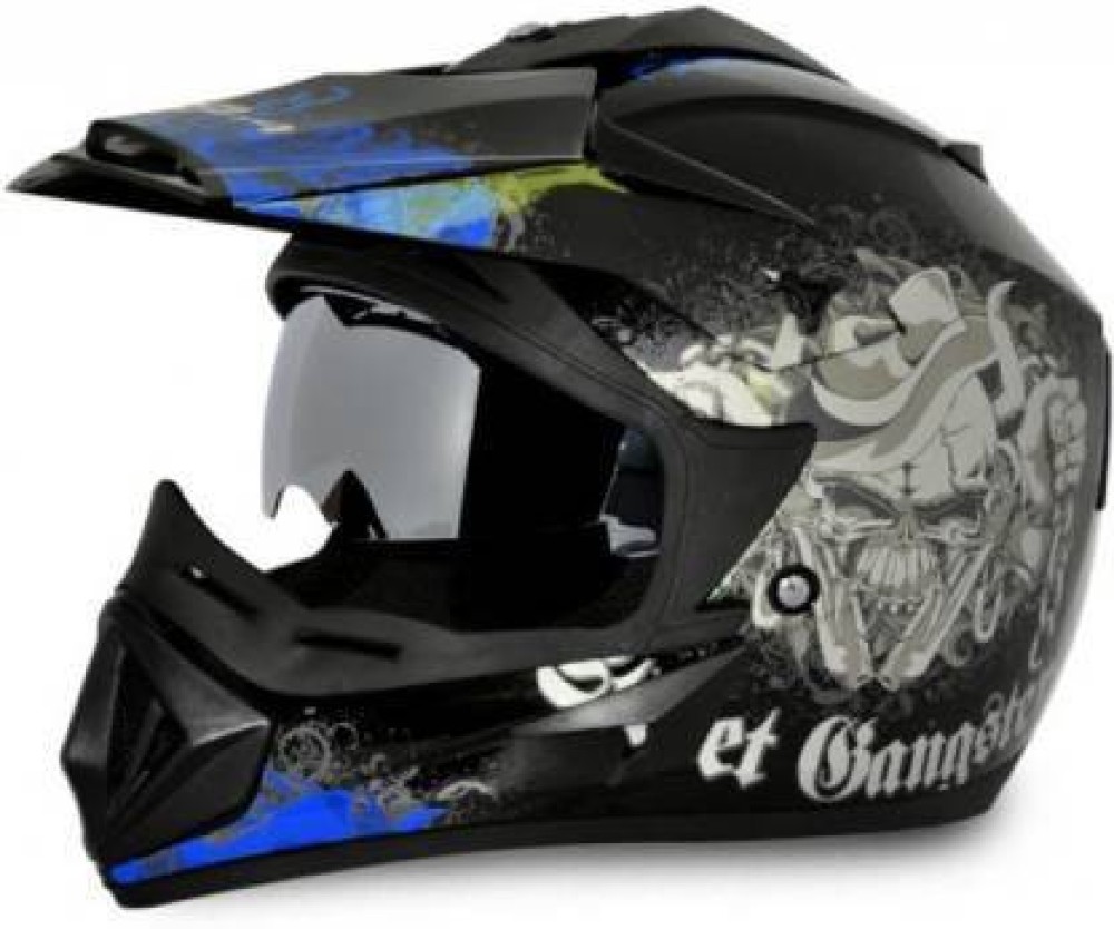 VEGA Off Road Hi-Quality Double Visor Gangster Full Face Black Blue 580 mm Size M Motorsports Helmet