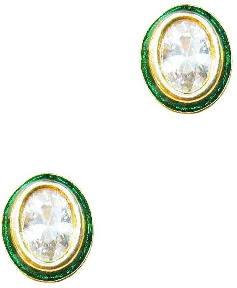 vinayak Rajasthani kundan meena stud earring(C Z,Oval shape) Cubic Zirconia Stone Stud Earring