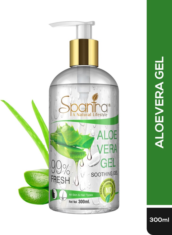 Spantra Aloevera Gel for Mutlipurpose Use, for Skin and Hair, Paraben and Sulphate Free - 300ml, Suitable for all Skin and Hair Type