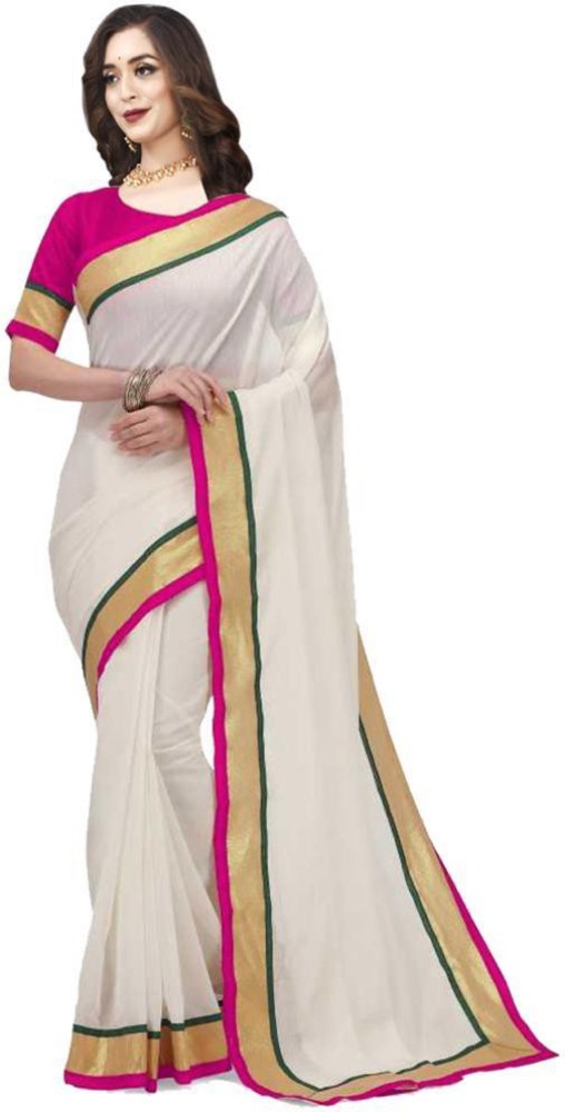 BAPS Self Design, Woven, Solid/Plain Bollywood Cotton Blend, Art Silk Saree