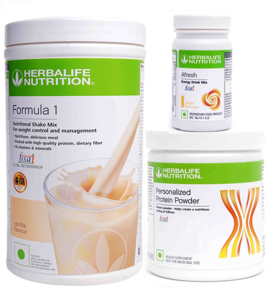 Herbalife Nutrition Formula 1 Nutritional Shake Vanilla 500 gm With Protein 200 And Afresh Ginger Plant-Based Protein