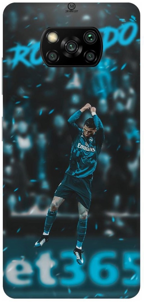 UMPRINT Back Cover for Poco X3/MZB9965IN Ronaldo, CR7, Football Player Printed Back Cover