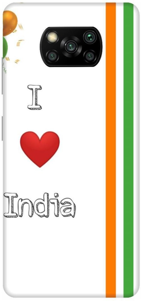 UMPRINT Back Cover for Poco X3/MZB9965IN I Love India Text Printed Back Cover