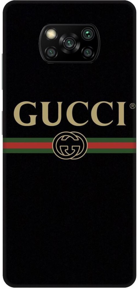 UMPRINT Back Cover for Poco X3/MZB9965IN Gucci Logo Black Printed Back Cover