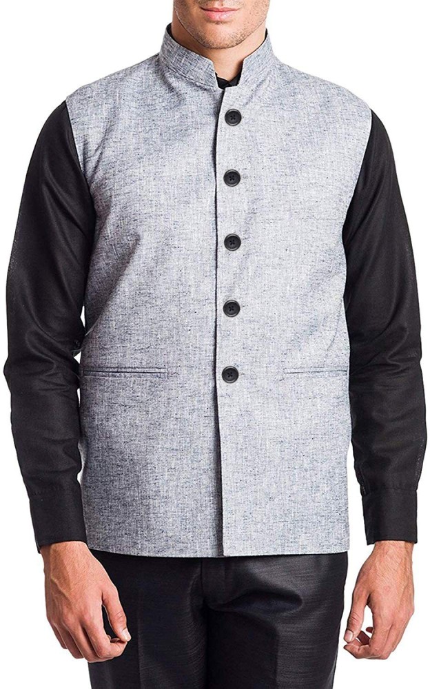 Vastraa Fusion Sleeveless Solid Men Jacket