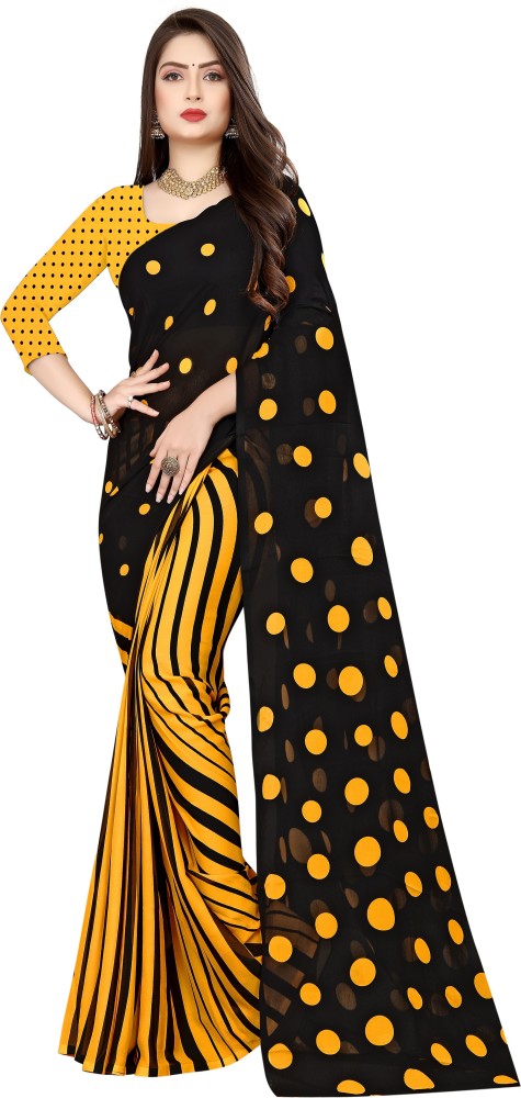 Anand Sarees Graphic Print, Polka Print Daily Wear Georgette Saree