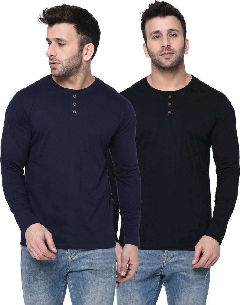 London Hills Self Design Men Round Neck Black T-Shirt
