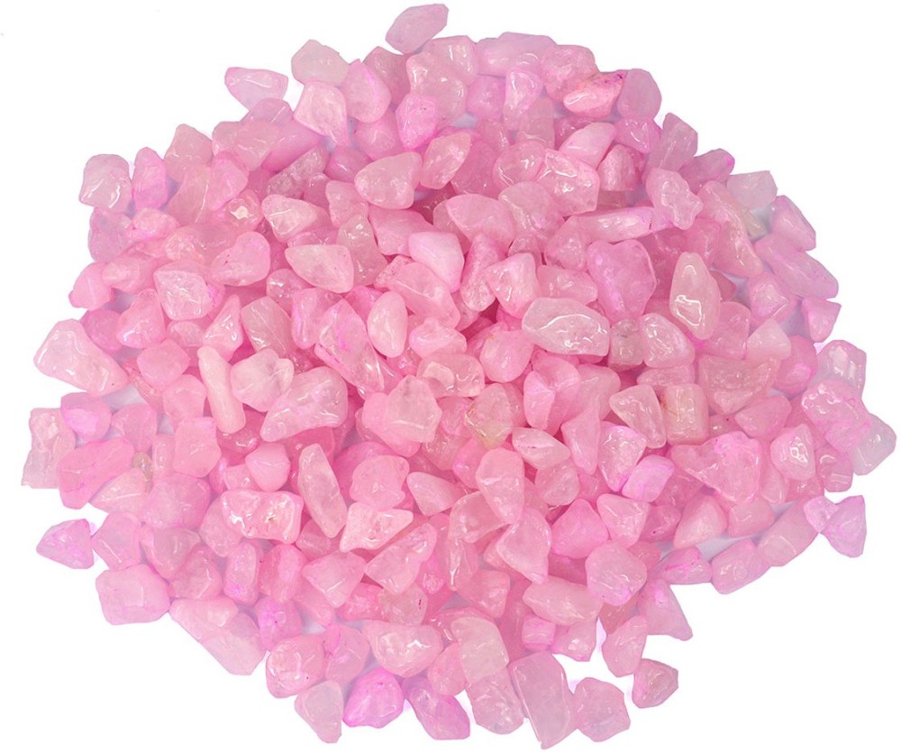 REIKI CRYSTAL PRODUCTS Natural Crystal Rose Quartz Chips Crystal Chips Stone Chip For Healing and Vastu Correction or Increase Energy Pack of 200 Grams Stone Regular Asymmetrical Crystal Pebbles