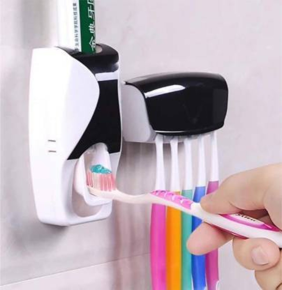 RAJIPO ENTERPRISE Automatic Toothpaste Dispenser with Tooth Brush Holder for Home and Bathroom Acessories Plastic Toothbrush Holder Plastic Toothbrush Holder Plastic Toothbrush Holder