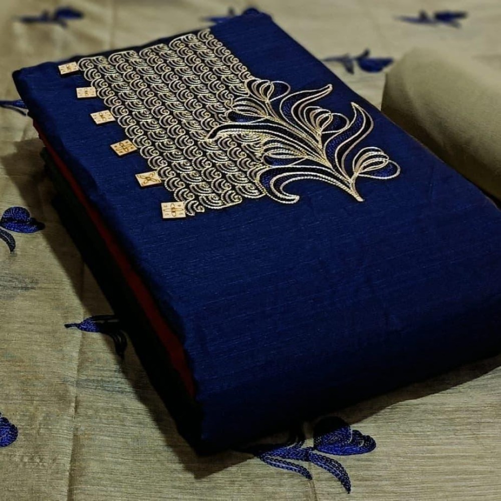 DICHIKA CREATION Cotton Embroidered Kurta & Churidar Material