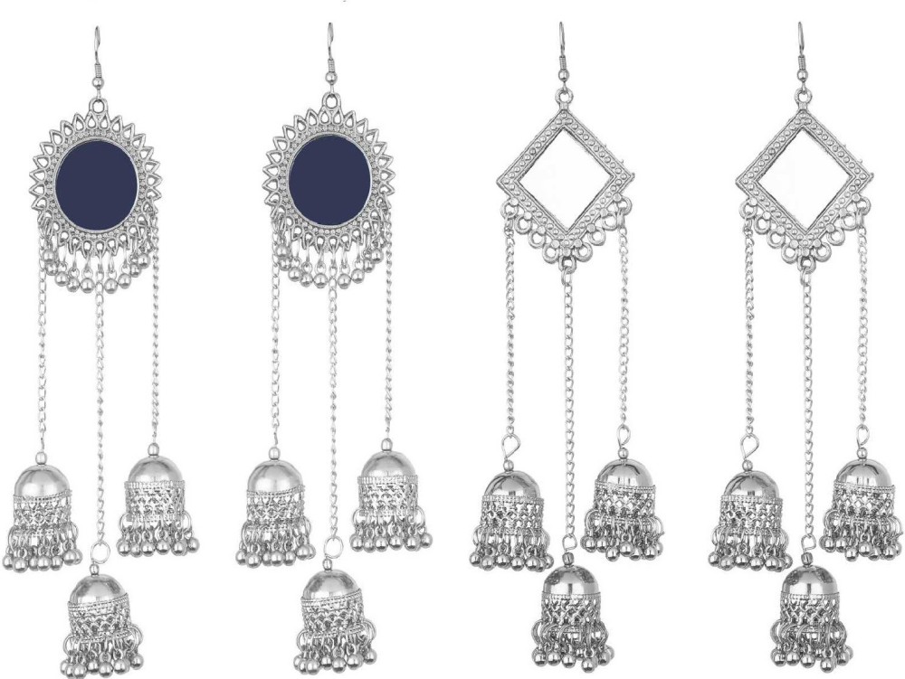 RazzCreations Combo of 2 Beautiful & Antique Oxidised Patang 3 Jhumki & Sun 3 Jhumki Earrings for Girls & Women's to Wear In Parties & Weddings Agate Alloy Drops & Danglers, Jhumki Earring