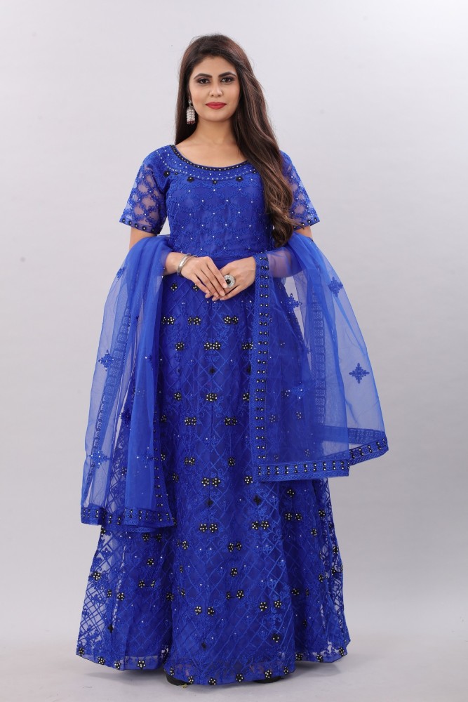 ACTIVE Net Embroidered Gown/Anarkali Kurta & Bottom Material