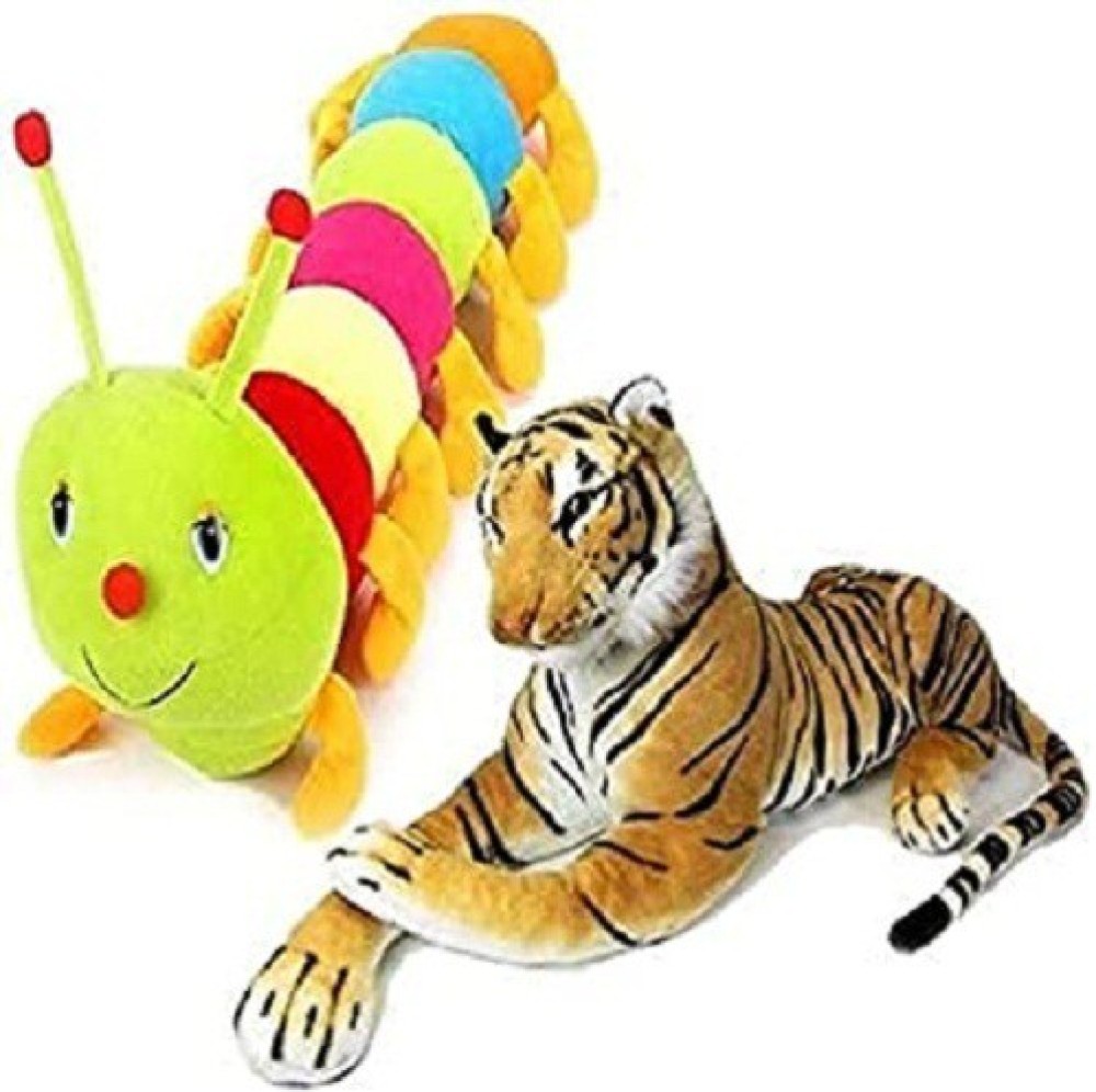 Future shop Soft Toy Combo of Tiger & Caterpillar for Kids/Girls/Boys/Children Playing Toys (Multicclor)  - 26 cm
