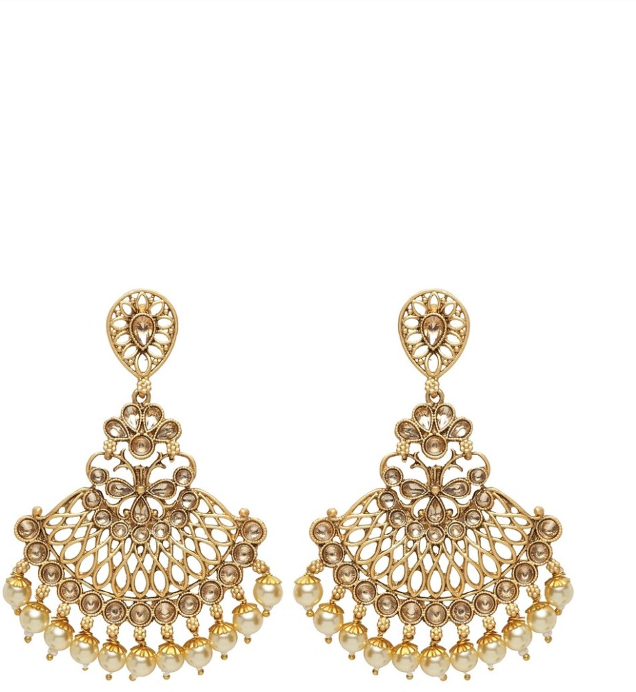 PANASH Gold-Plated Off-White Classic Drop Earrings Alloy Drops & Danglers
