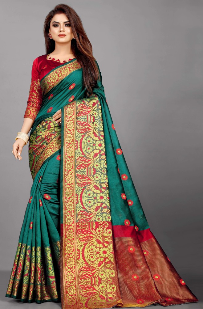 Rashiklal & Co. Woven Paithani Silk Blend, Jacquard Saree