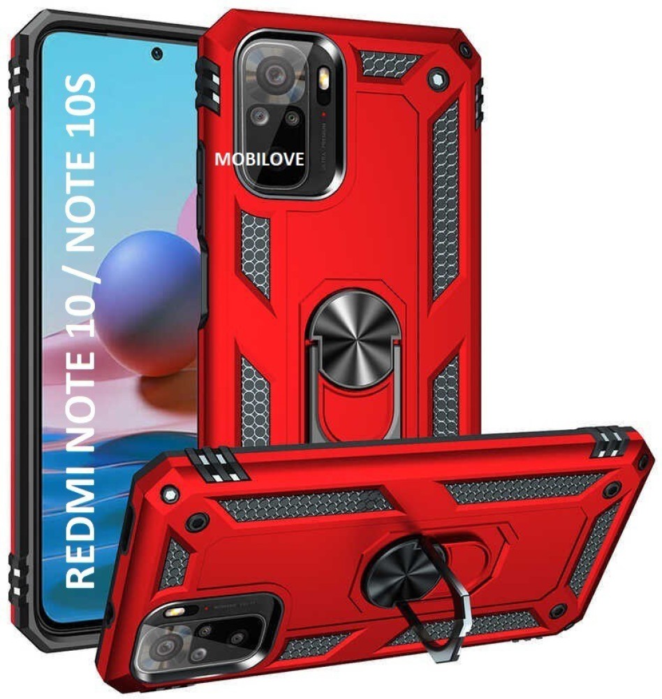 MOBILOVE Back Cover for Redmi Note 10 / Note 10s | Dual Layer Hybrid Armor Defender Case with 360 Degree Metal Ring